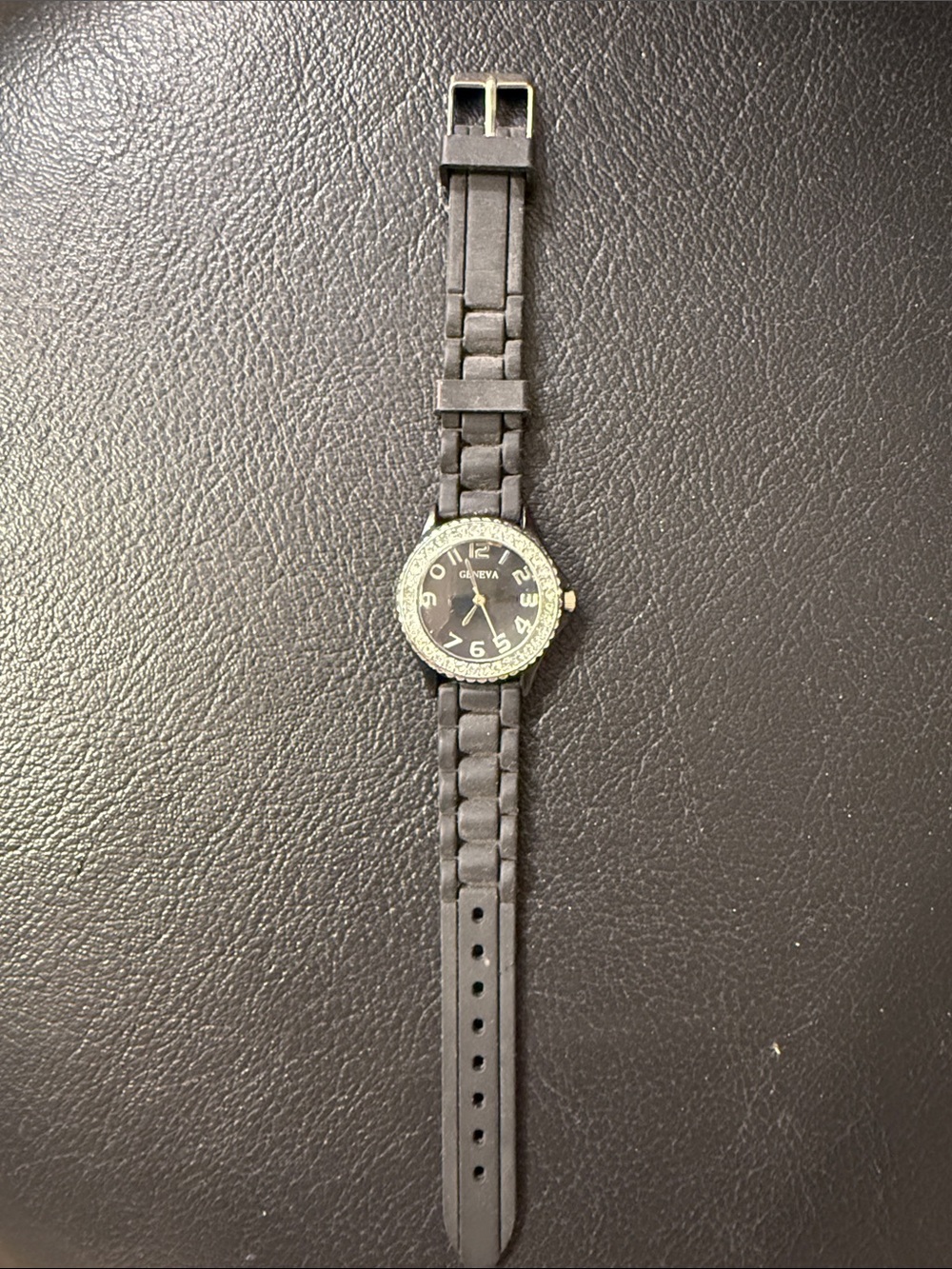 Geneva Black Watch with Crystal Accent